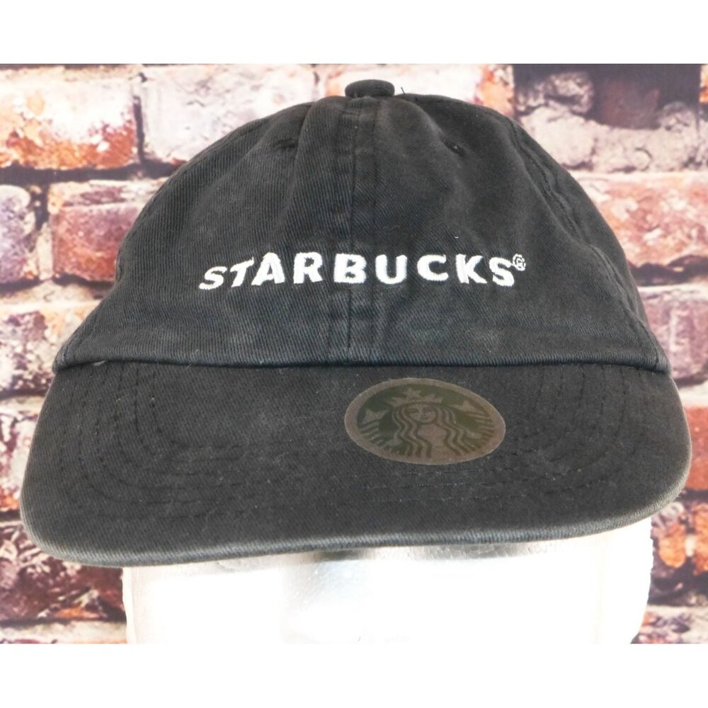 Starbucks Employee Black Adjustable Baseball Cap 100% Cotton Embroidered Logo St